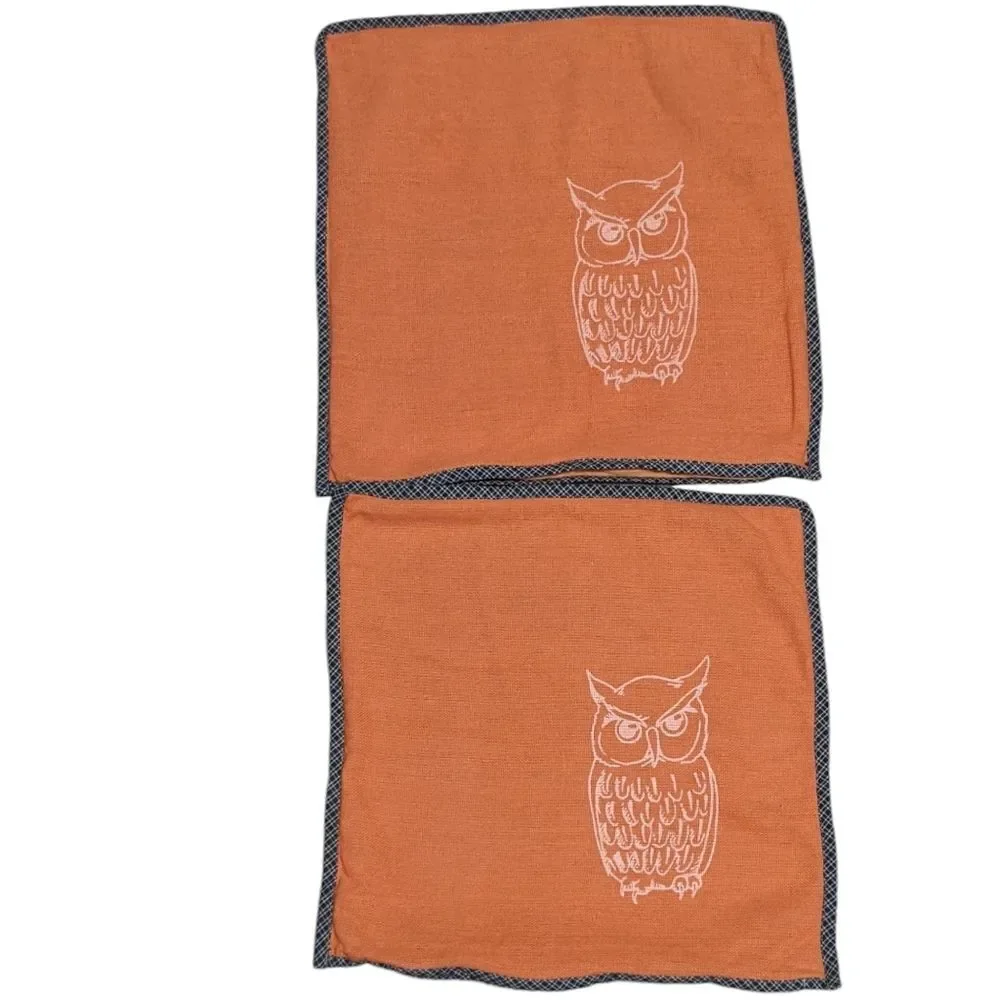 2 pillow shams cases zipper owl Halloween holiday fall plaid